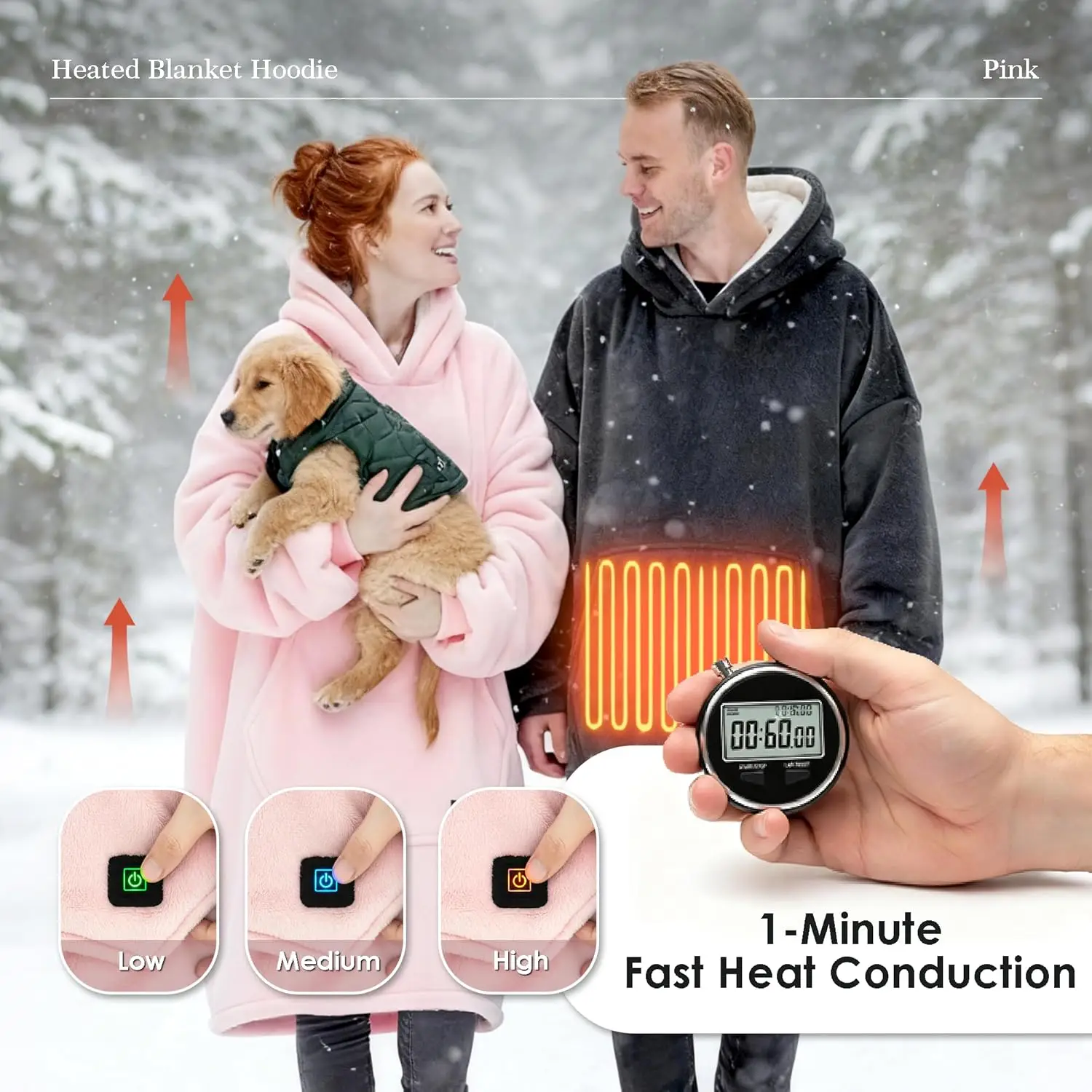 

Warm and Cozy Oversized Wearable Blanket Hoodie Sleeves Pocket Sherpa Fleece Thick Plush Heating Hooded Sweatshirt for Home