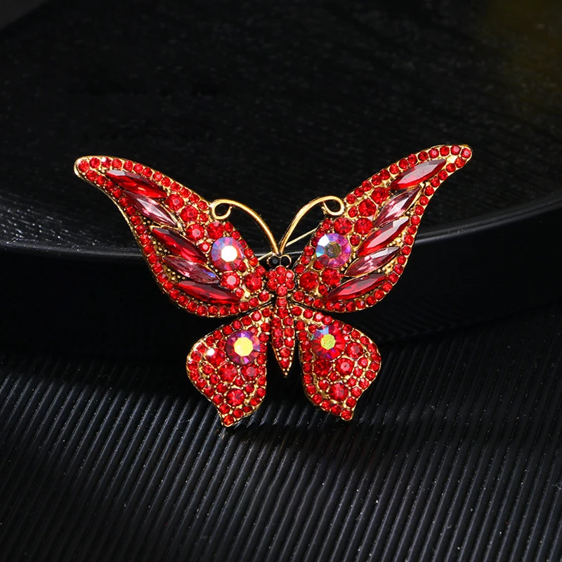 Fashion Full Zircon Butterfly Brooch For Women Luxurious Animal Corsage Pins Wedding Party Clothing Accessories Jewelry Gifts