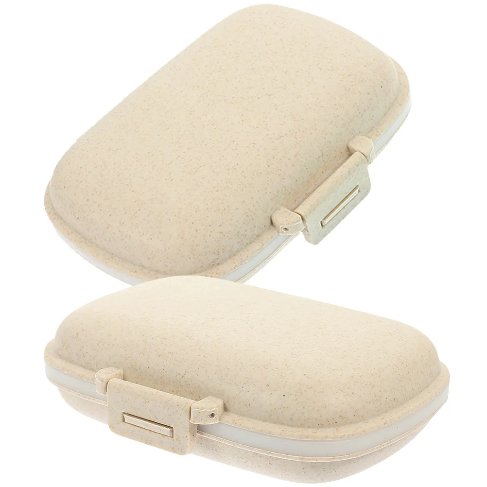 

2 Pcs Pill Box Boxes Compact Organizer Holder Medication Travel Portable Case Compartments Charming