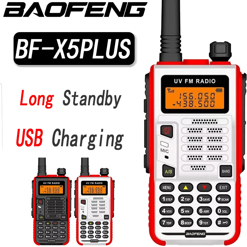Baofeng BF-X5 Plus Walkie Talkie - FM Handheld Radio for Outdoor Use & Autonomous Vehicles
