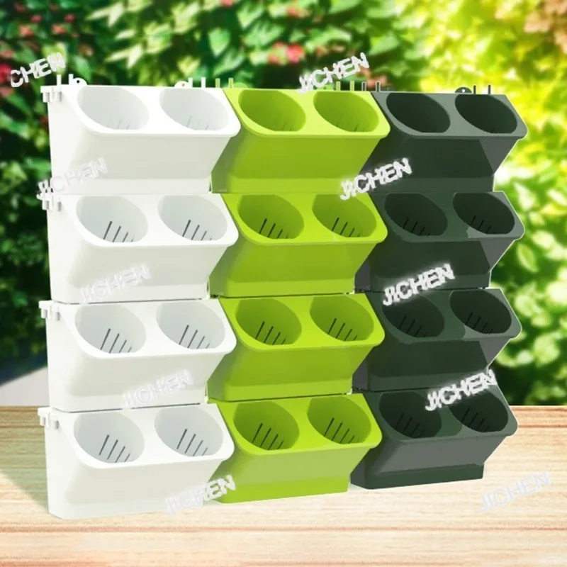 

ZQQ 4 шт. цветочные горшки настенные кашпо штабелируемые садовые пластиковые горшки вертикальные суккуленты растение домашний декор для балкона