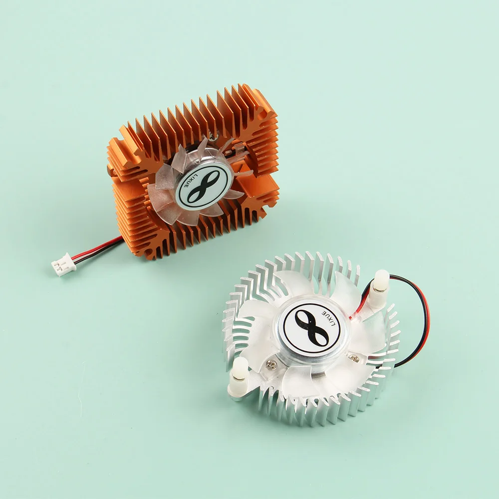 55mm Aluminum Heatsink and 12V Fan Combination Square Radiator Round  Cooler