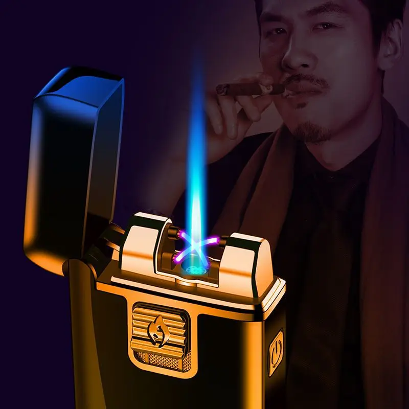 

Газовые электрические двойные глаза, легкие ветрозащитные двойные дуги, тяжелые, мужские аксессуары для курения, оптовая продажа подарков для курения, гаджеты для мужчин