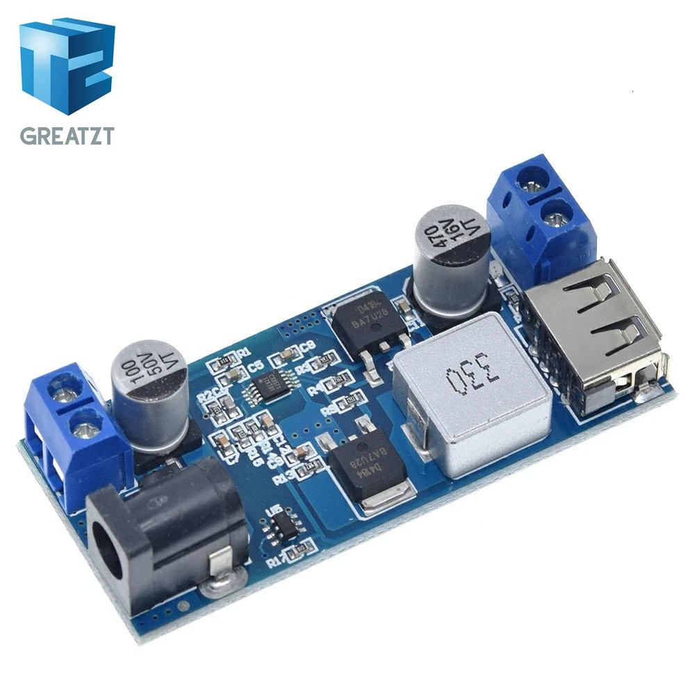 Ersatz für LM2596S DC-DC 24V/12V zu 5V 5A Step-Down-Stromversorgung, Einstellbarer USB-Abwärtswandler, Lademodul für Smartphones