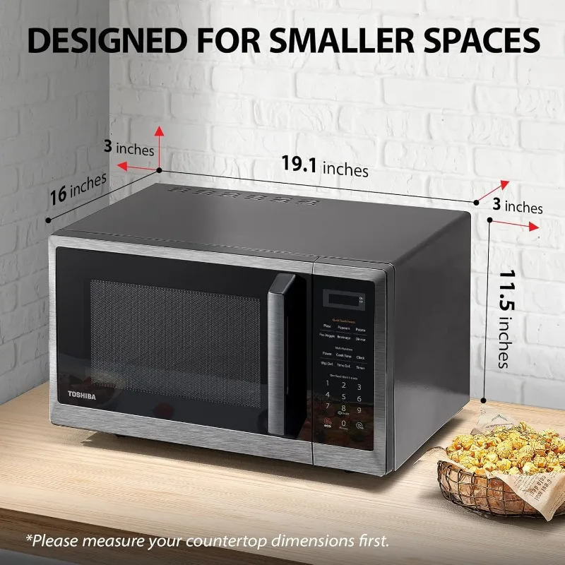 Petit four à micro-ondes de comptoir avec 6 menus automatiques, essentiels de cuisine, fonction silencieuse et mode 35%, multifonctionnel