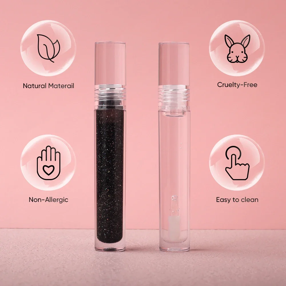 Private Label Lip Gloss Custom Logo Extremely Shiny Black Gold Shiny Colorful Caviar Glass Mirror Water Glaze Makeup Wholesale