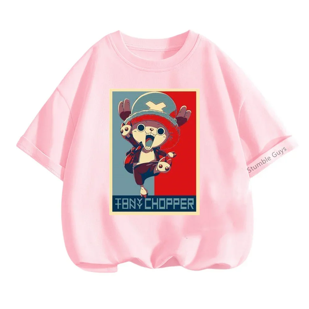 Luffy T-shirt Anime Boys Clothes Girls Tshirt  Summer One Pieces Short Sleeve Teen Streetwear Cool 3-14 Years Kids Tops