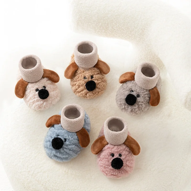 

Baby Toddler Walking Shoes For Boys Girls Winter Anti-Slip Soft Soles Warm Infant Shoes Newborn Cartoon Thick Lamb Fleece Shoes