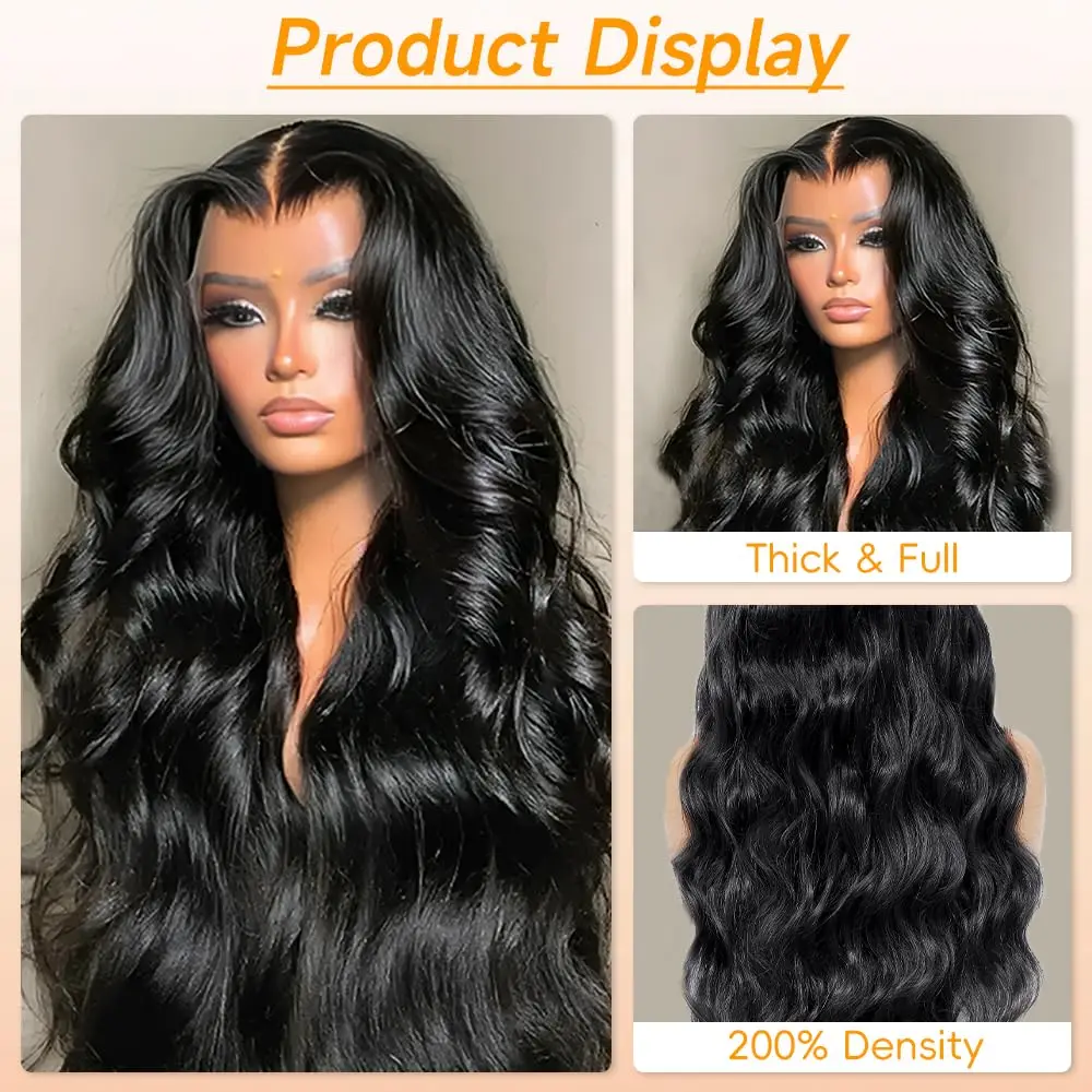 40 بوصة الجسم موجة الدانتيل الجبهة الباروكات شعر الإنسان قبل قطعها 13x6 الدانتيل الباروكات الأمامية البرازيلي عذراء الشعر 200 الكثافة الطبيعي الأسود #2