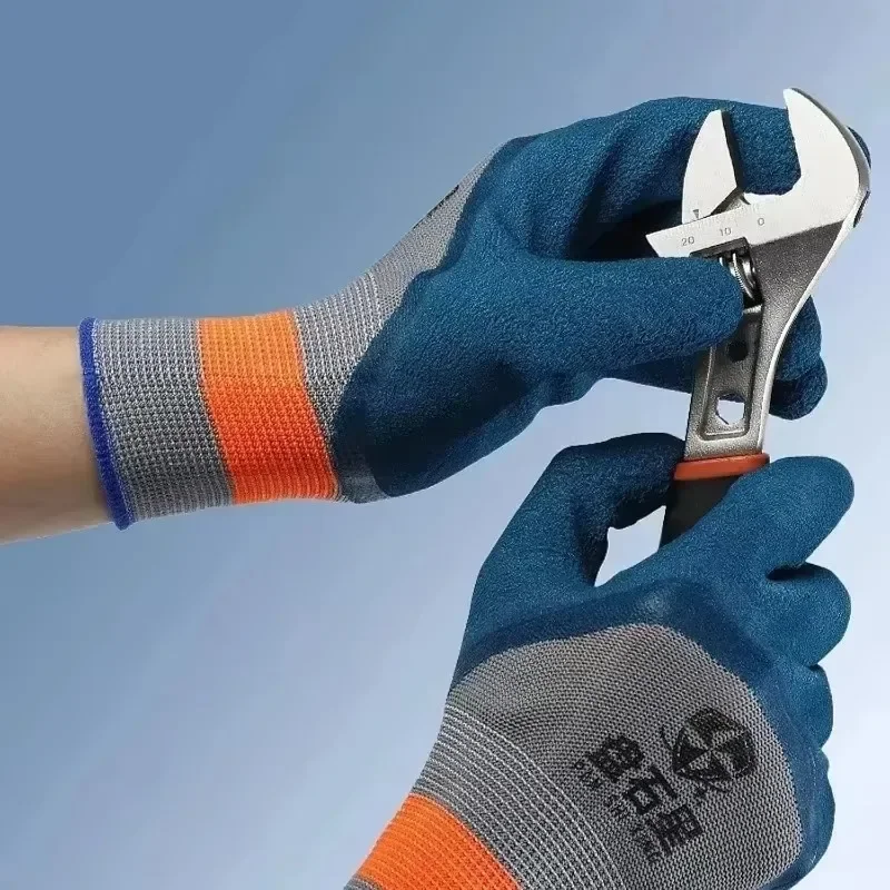 1-20pairs Men's Wear Resistant Gloves Work Non Slip Rubber Coated Gardening Dipped Maintenance Carpenter Tools Protective Gloves