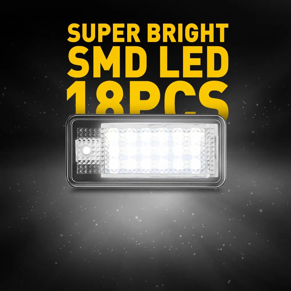 OXILAM 2Pcs CANBUS No Error LED Car License Plate Light 6000K Number Lamp Bulb For Audi A3 8p A4 B6 B7 Car Styling Accessories