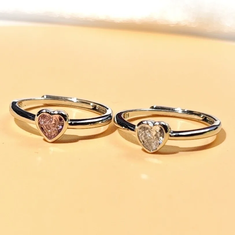 

Кольцо для пары с розовым бриллиантом Love, женское снижение, простота, модный стиль, парное кольцо с открытым концом