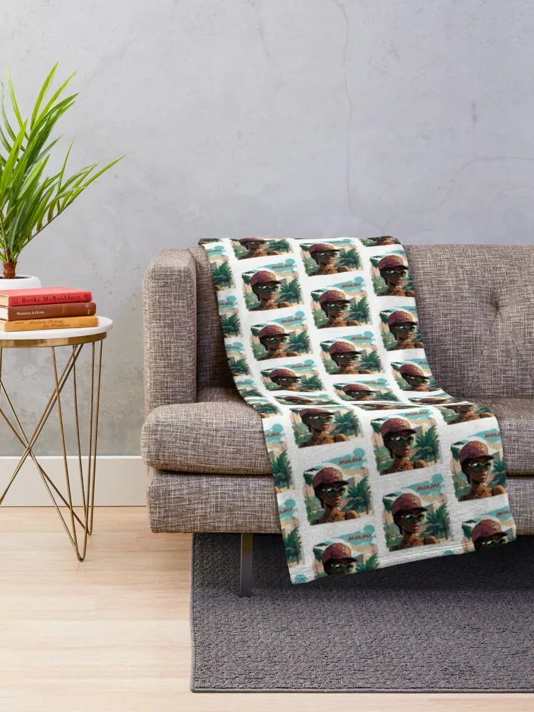 Miami Post Card Throw Blanket Tourist Soft Plush Plaid Luxury Designer Decorative Sofa Blankets