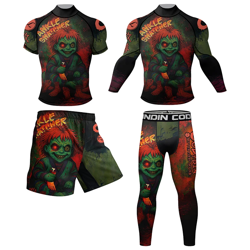 

Cody Lundin Brazilian Jiu-Jitsu Fitness Clothes Christmas Funny Green Rashguard+Pants+Shorts Sportsuits With Anti Rubber Boxing
