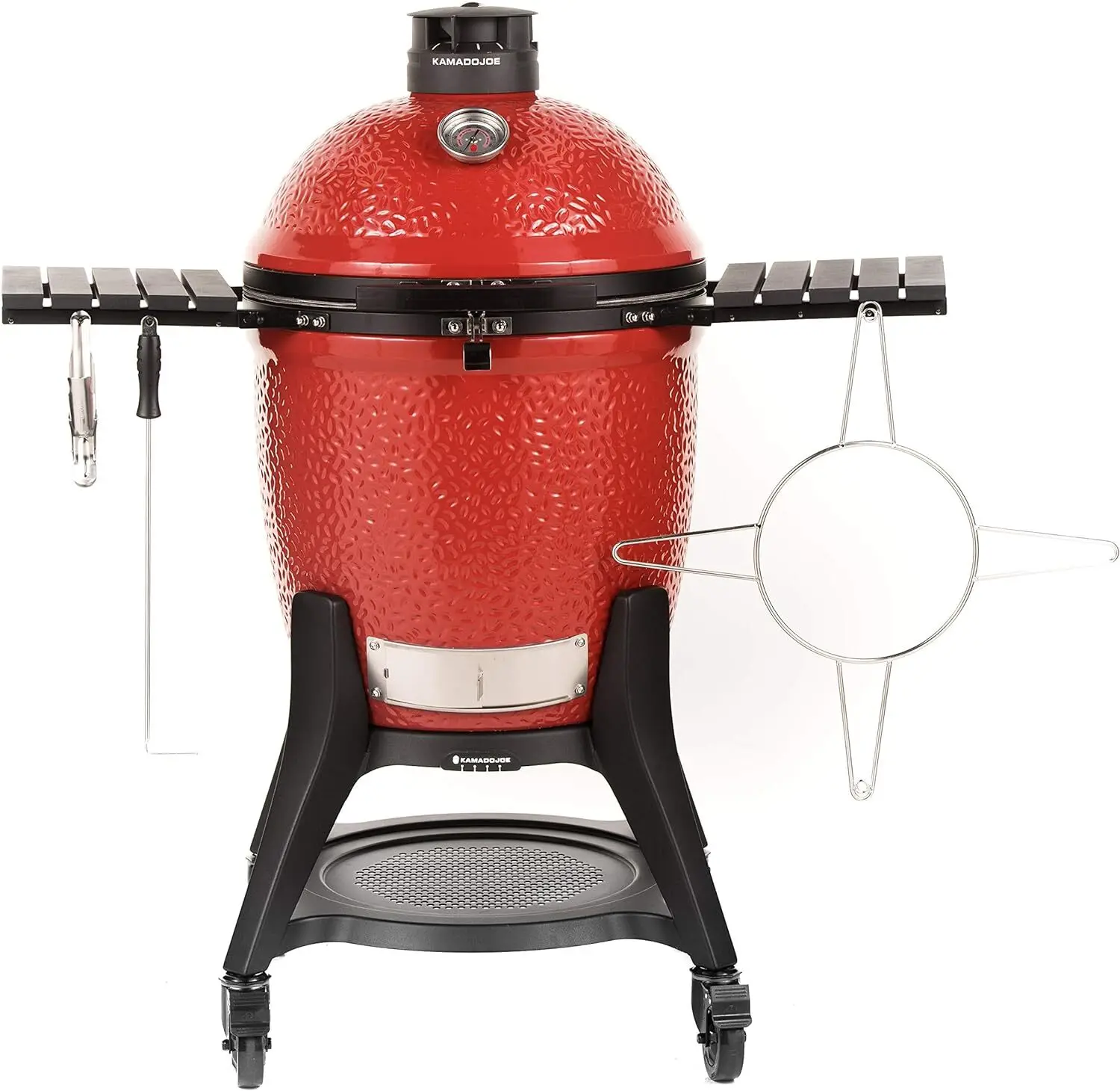 Classic Joe™ Series III 18-inch Charcoal Grill & Smoker, Red, with Cart, Side Shelves, Grill Gripper, and Ash Tool,