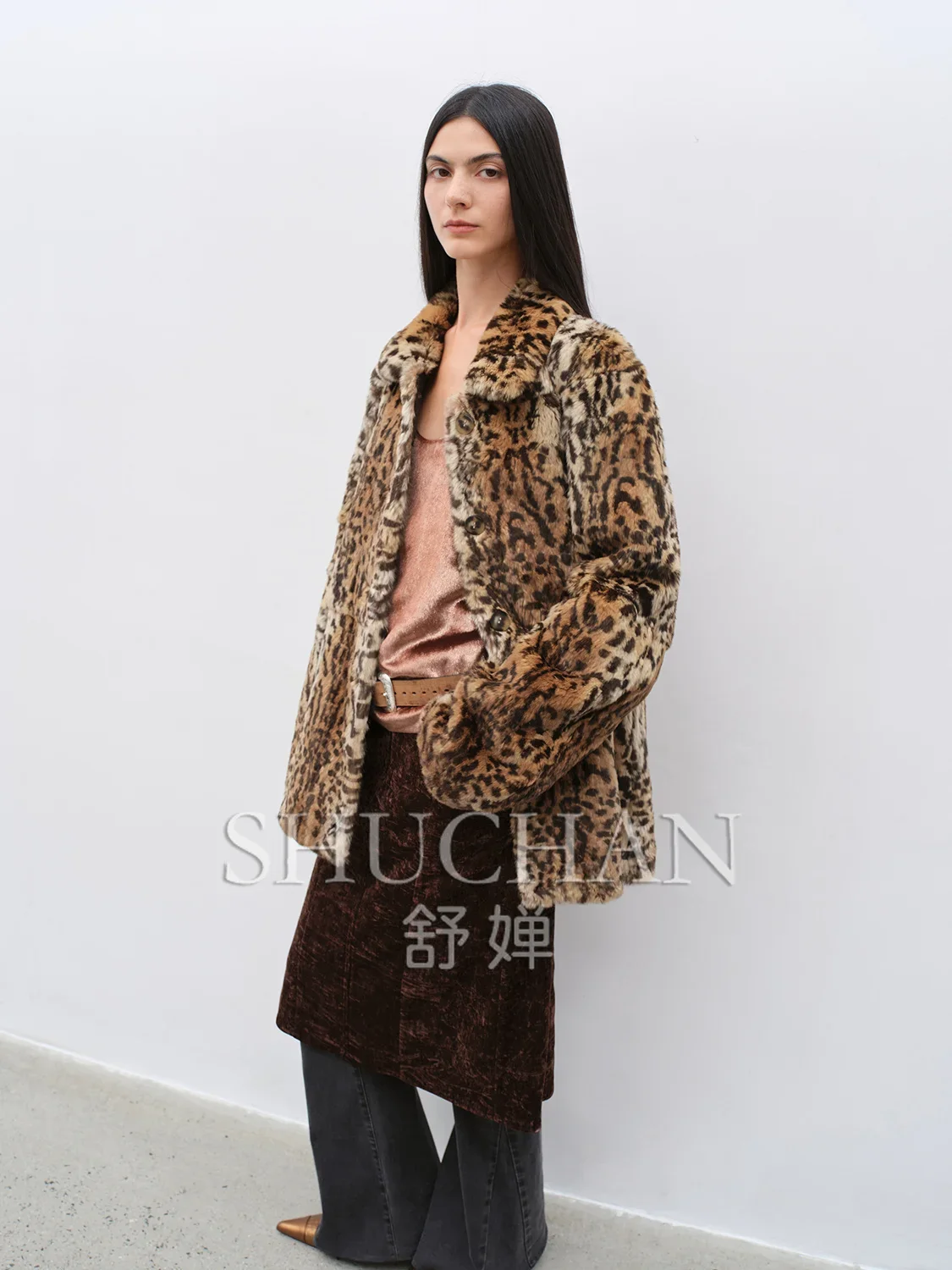 LEOPARD-Veste en fourrure de lapin imprimé rétro moderne pour femme, manteau d'hiver Casprogressif, 2024