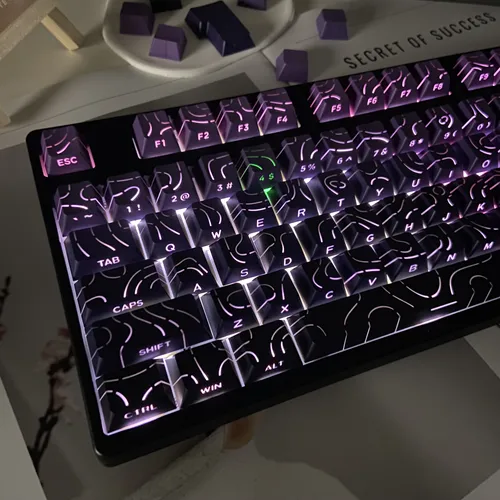 Teclas con brillo lateral degradado de línea, teclas personalizadas PBT con perfil Cherry para teclado mecánico 60% 65% 75% 96% 98% 100%