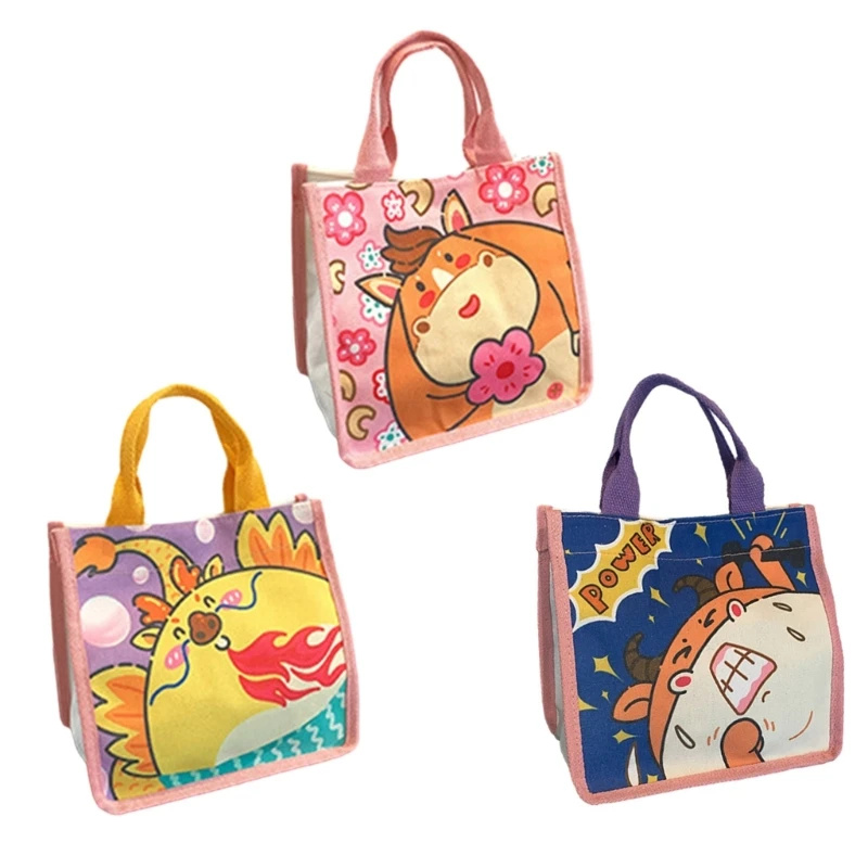 Cartoon Handbag Large Capacity Versatile Bag Leisure  Trendy Fashion Bag for Girl Women Student Travel Bag Lunch Bag