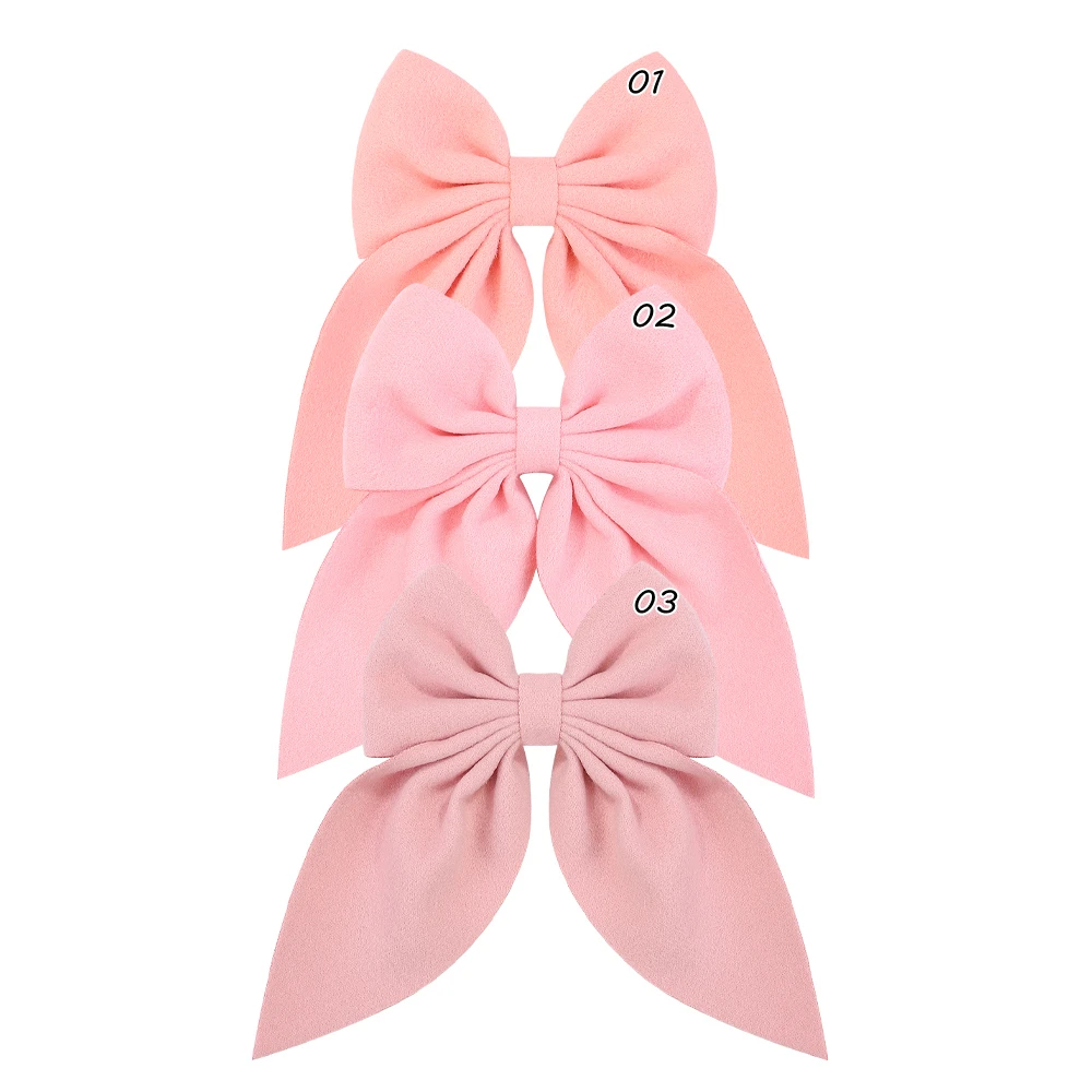 Rosa 6 Zoll neue süße feste Bowknot Haars pangen Gilrs große Haarnadeln Band Batterfly Haars pangen Ente Rechnung Clip Baby Haar Zubehör