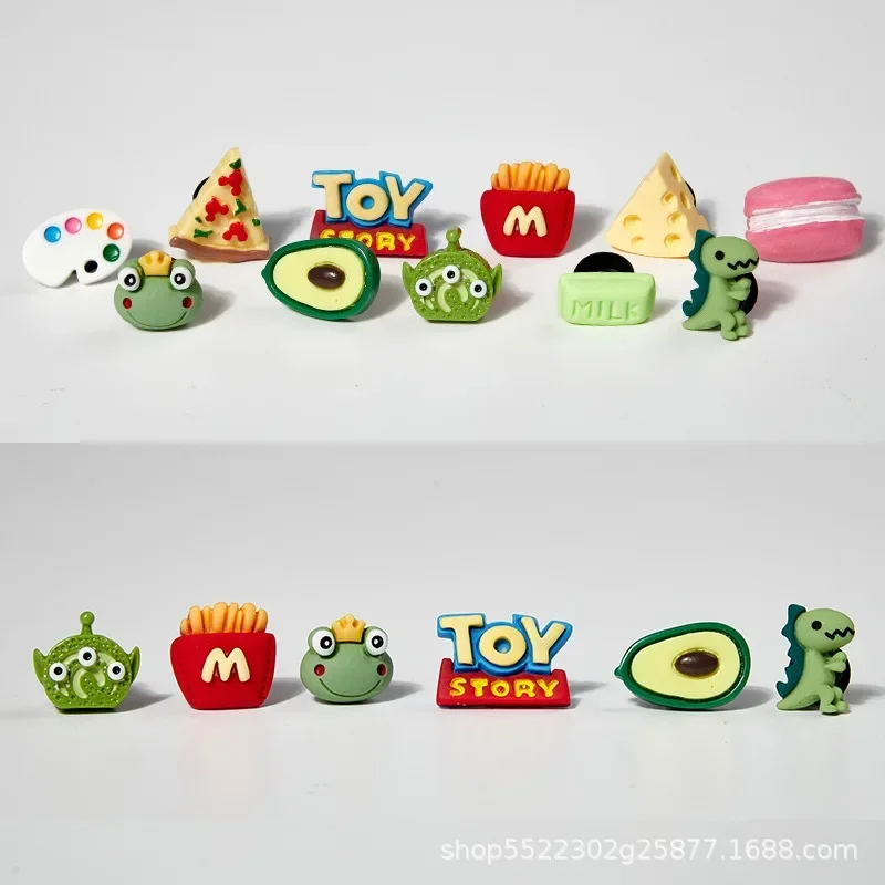 Toy Story PVC Croc Encantos para Crianças, Chinelos de Anime, Chinelos, Lembrança, Decoração, Woody, Rex, Buzz Lightyear, Desenhos Animados Bonitos, Presentes Jóias