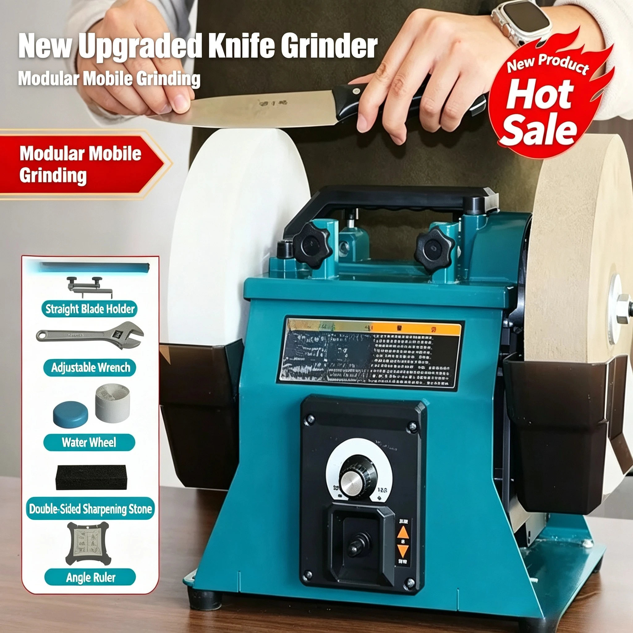 220V Low Speed Grinder Positive and Negative White Fused Alumina Sharpener Water-cooled Grinder Polishing Machine