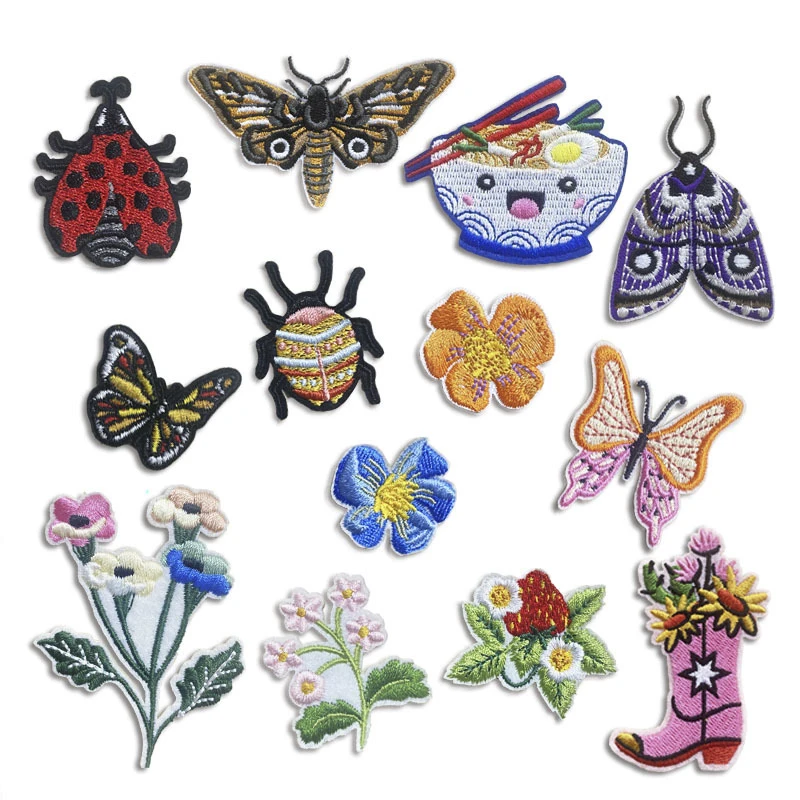 

Flowers Embroidery Patch Patches DIY Ironing Butterfly Patch Badges Cute Insect Patches for Clothing Backpack