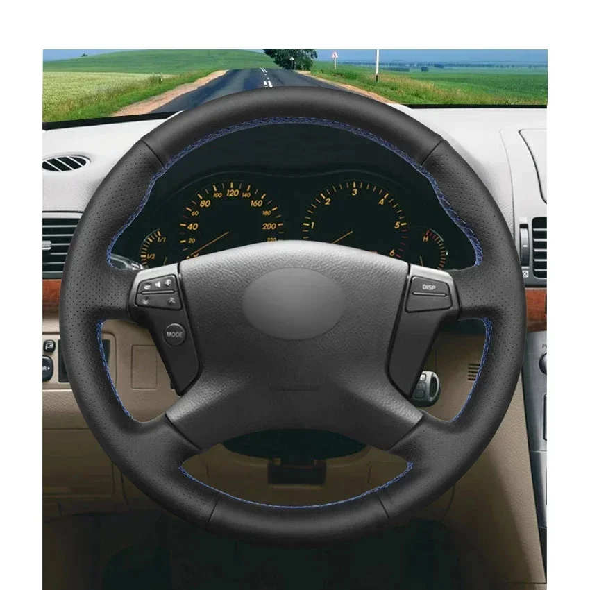 Black Artificial Leather Car Steering Wheel Cover for Toyota Avensis 2003 2004 2005 2006 2007 2008