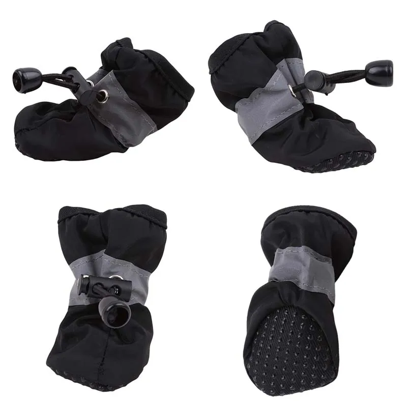 Zapatos impermeables antideslizantes para perros y gatos pequeños, botas gruesas y cálidas para la lluvia y la nieve, botines para cachorros, 4 Uds.