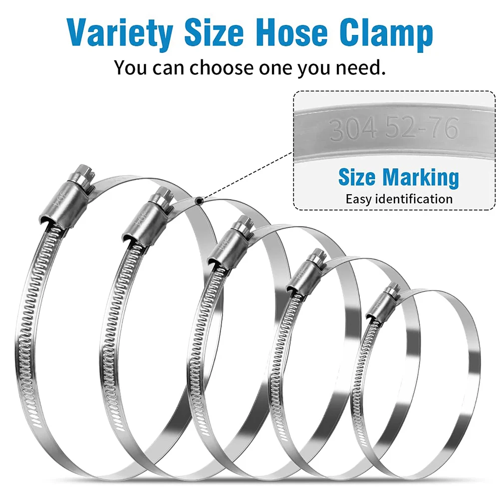 5pcs 201 Stainless Steel Hose Pipe Clamps 8mm-140mm Cross German Hose Clamp Clips for Air Hose Water Pipe Fuel Hose Width 9/12mm