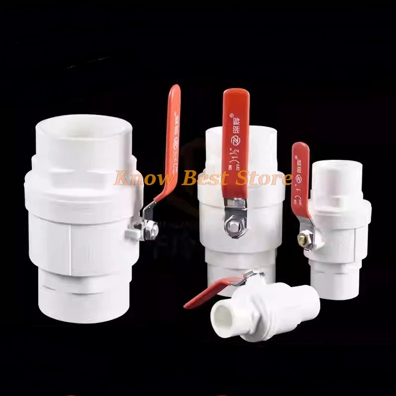 Roter PVC-Kugelhahn mit rutschfestem Griff, 20/25/32/40/50/63/75 mm Innendurchmesser, 2-Wege-Slip-Ends, wasserabschaltendes Durchflussreglerventil