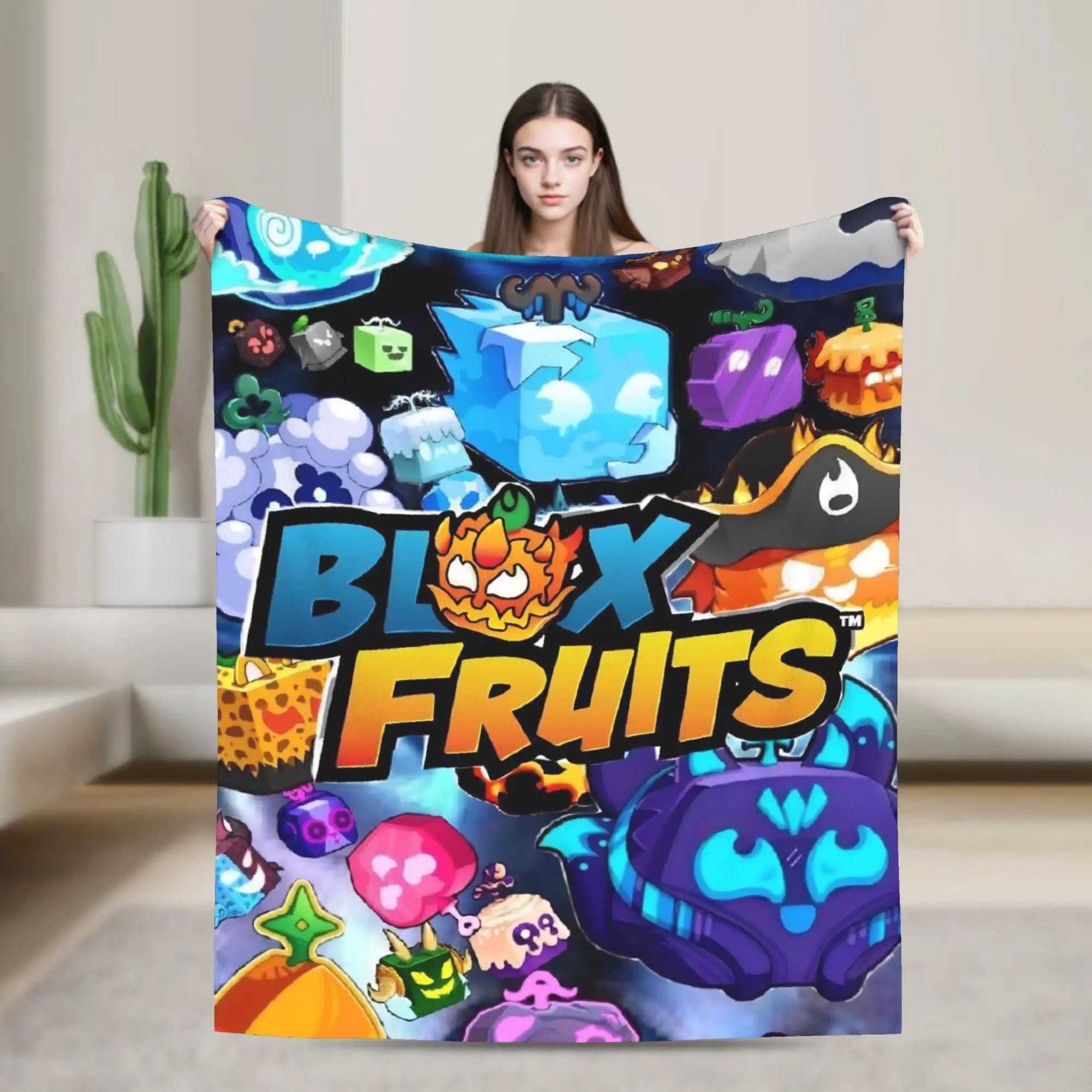 B-Blox Kitsune Fruits Super Warm Blanket Travel Plush Throw Blanket Comfortable Couch Chair Flannel Bedspread Sofa Bed Cover