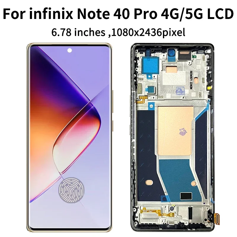 6,78-calowy ekran AMOLED do Infinix Note 40 Pro 4G/5G, wyświetlacz LCD + panel dotykowy, zespół digitizera X6850 X6851, zamiennik wyświetlacza — zdjęcie produktu 3
