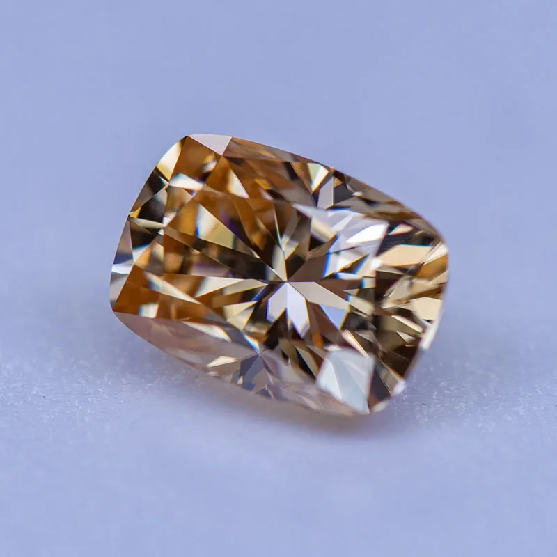 Moissanite Gemstone Champagne Natural Color Cushion Cut Lab Grown Diamond Advanced Jewelry Making Materials With GRA Certificate