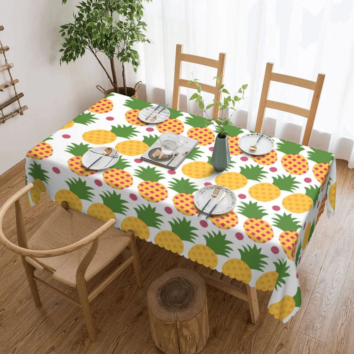 Customized Rectangular Waterproof Oil-Proof Pineapple Seamless Pattern Tablecloth Table Covers 45