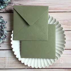 Enveloppes vintage vert avocat pour portefeuille, cadeau, 16cm x 16cm, 14cm x 19cm, 5 pièces par paquet