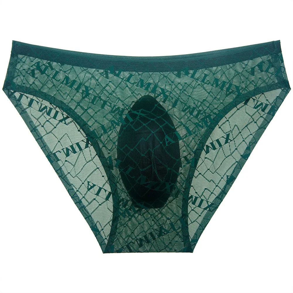 

Мужское нижнее белье, дышащие кружевные прозрачные сексуальные трусы с надписью