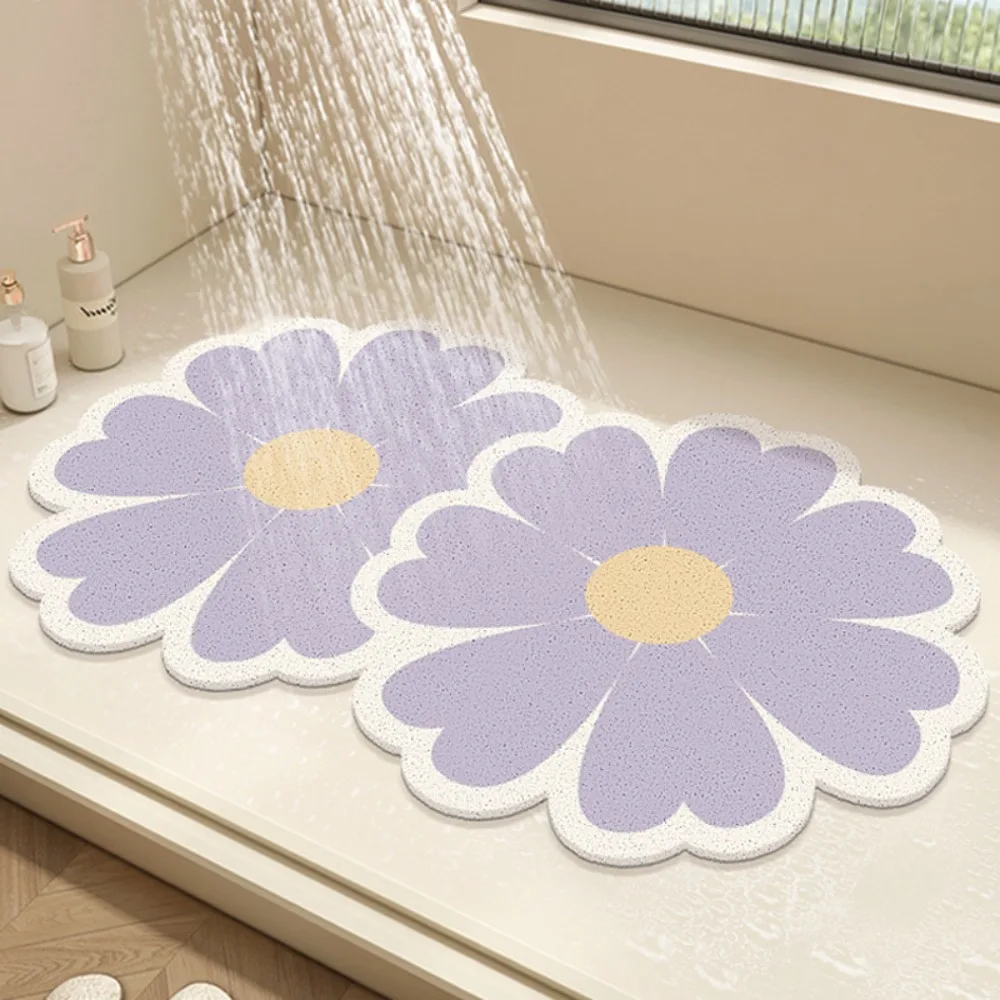 

Home Decoration PVC Flower Shape Bath Mat Water Absorbent Quick Drying Floor Mat Non Slip Hollow Doormat Corridor