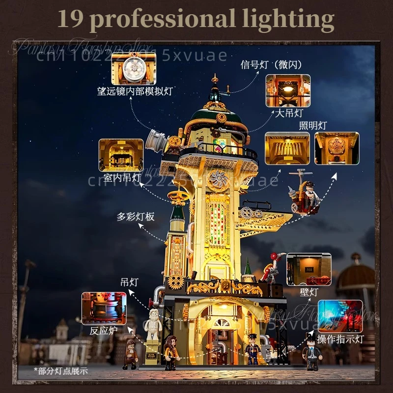 Steampunk Series Building Blocks Observation Tower Large Assembled Building Model Desktop Decoration Collection Christmas Gift