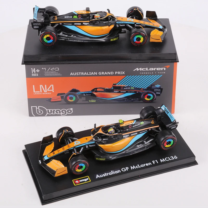 Bburago 1:43 2022 McLaren MCL36  F1 Racing Car  NO.3 NO.4 Alloy Model Car