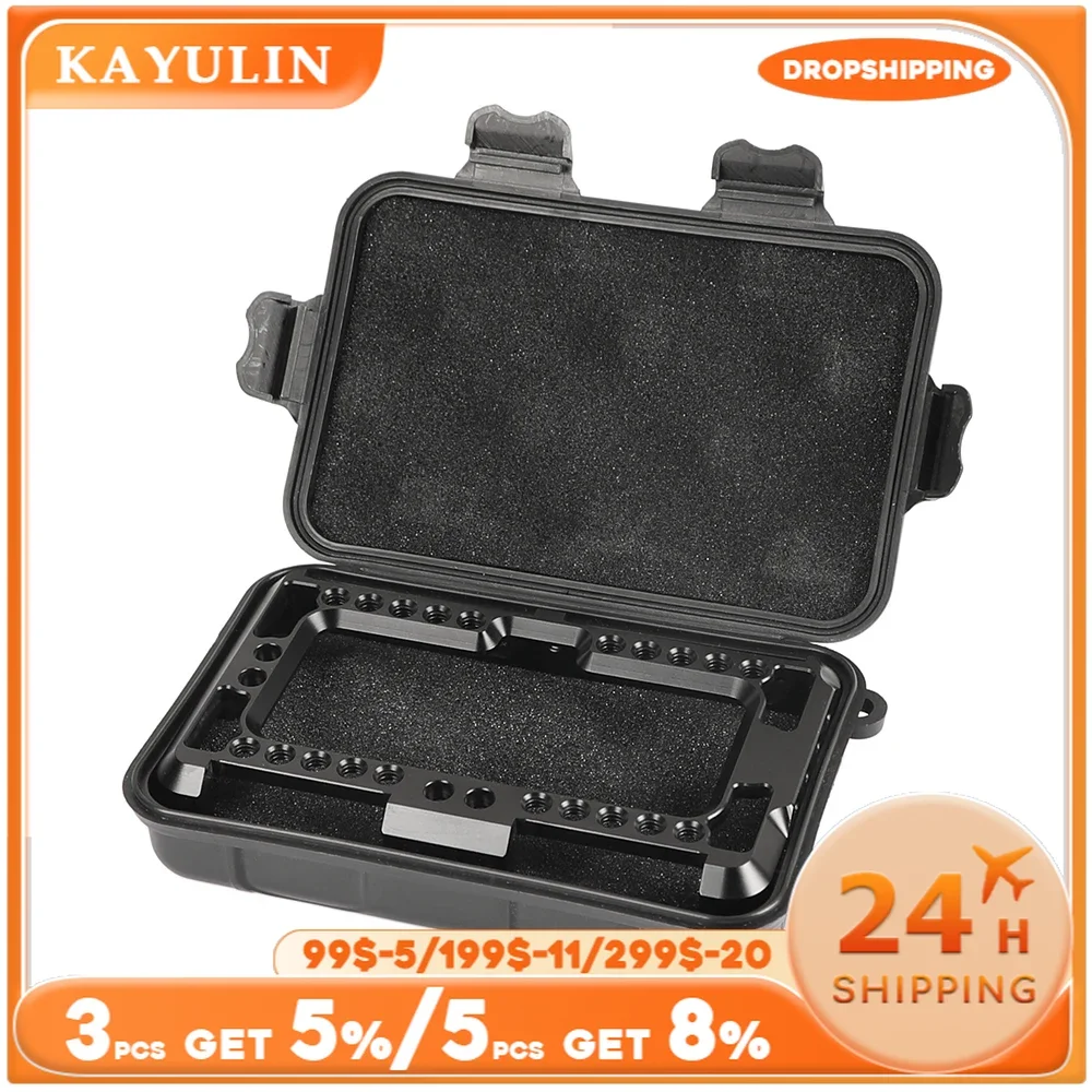 Kayulin F5 5inch Monitor Cage Bracket Perfect With Outdoor Shockproof Waterproof Boxes Fit For FeelWorld F5 On-Camera Monitor