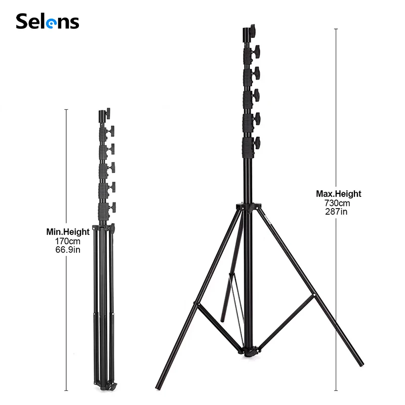 Selens 7,3 м подставка для освещения из алюминиевого сплава с буфером давления воздуха, регулируемый штатив для софтбокса со вспышкой, нагрузка Stiduo 22 кг