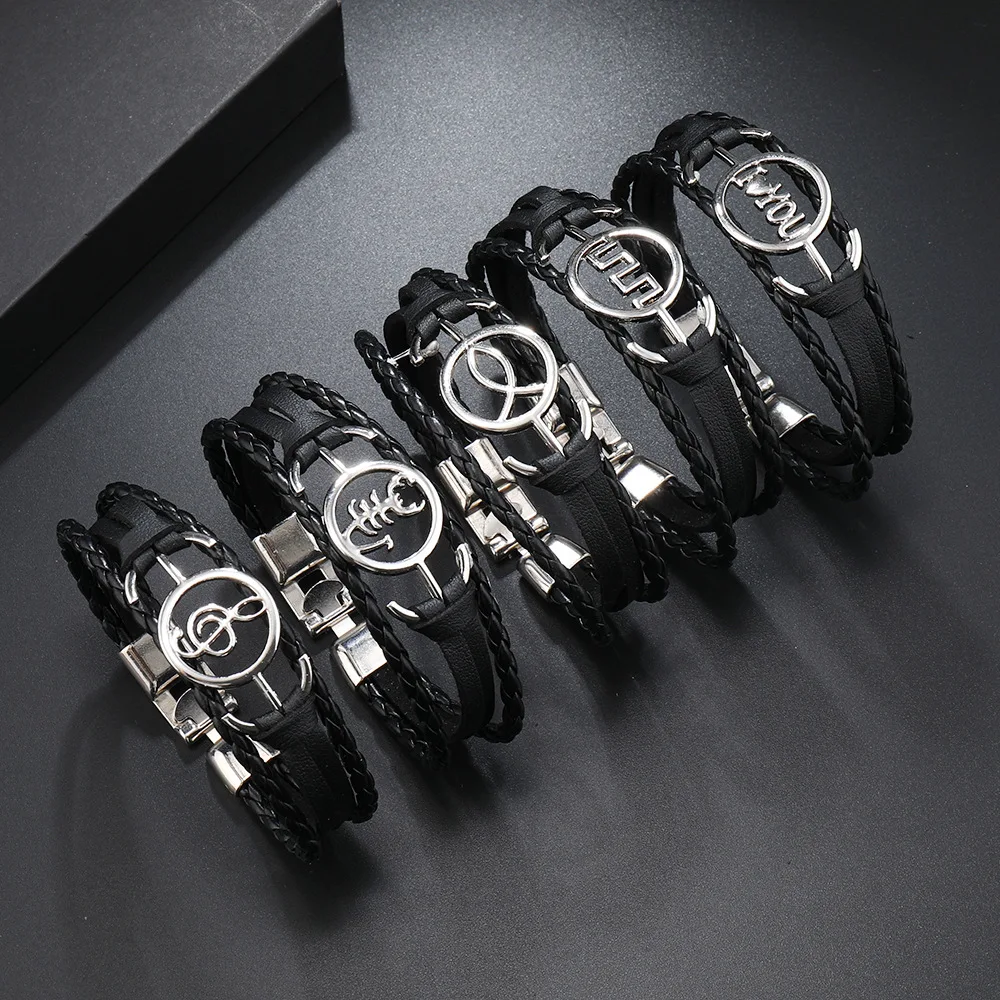 European and American new personalized buckle leather bracelet tourist area supply imitation cowhide male and female student bra