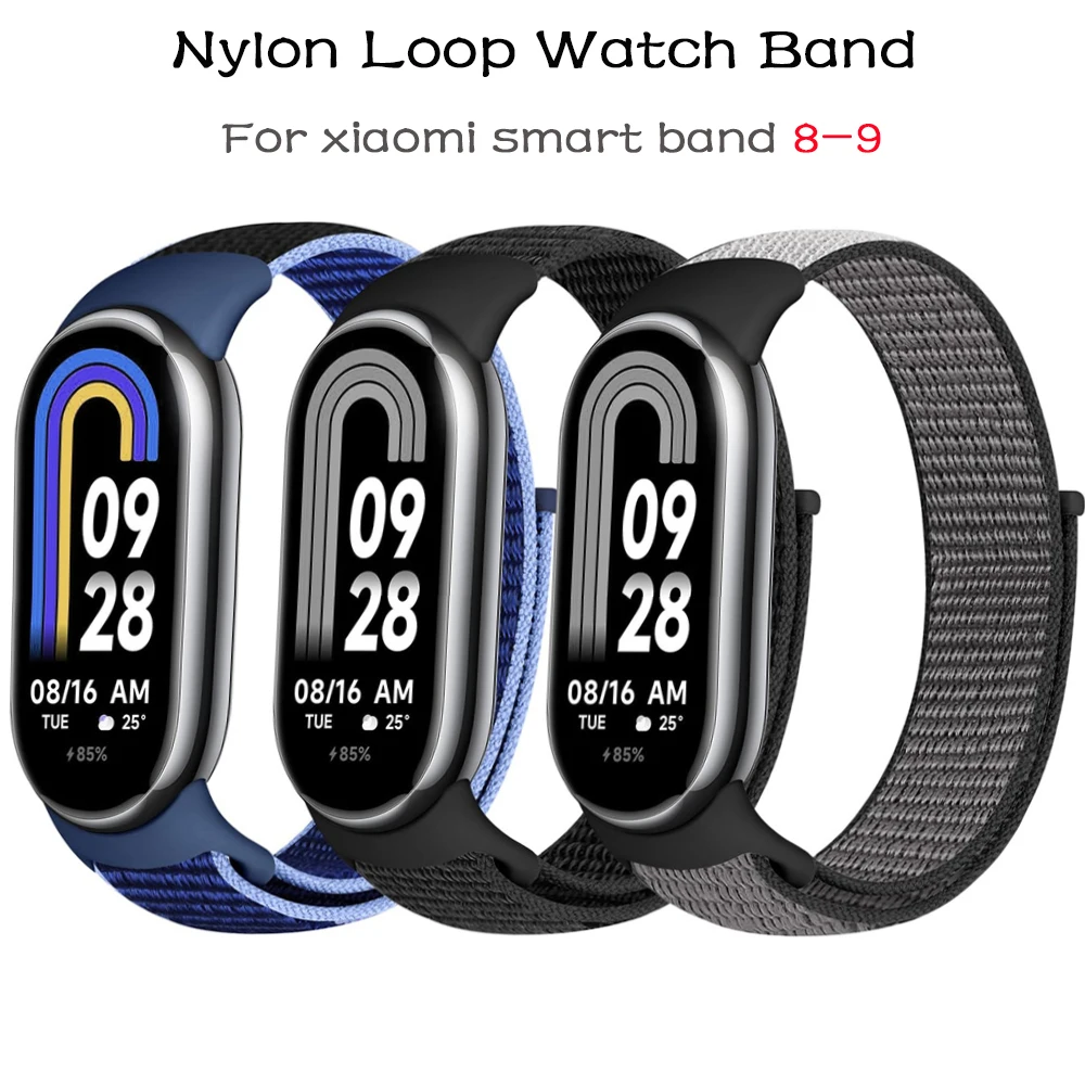 Nylon loop watchband For Xiaomi mi Band 8-9 Sport miband8/9 NFC Correa Replacement Bracelet smart band 8 watch Strap Accessories