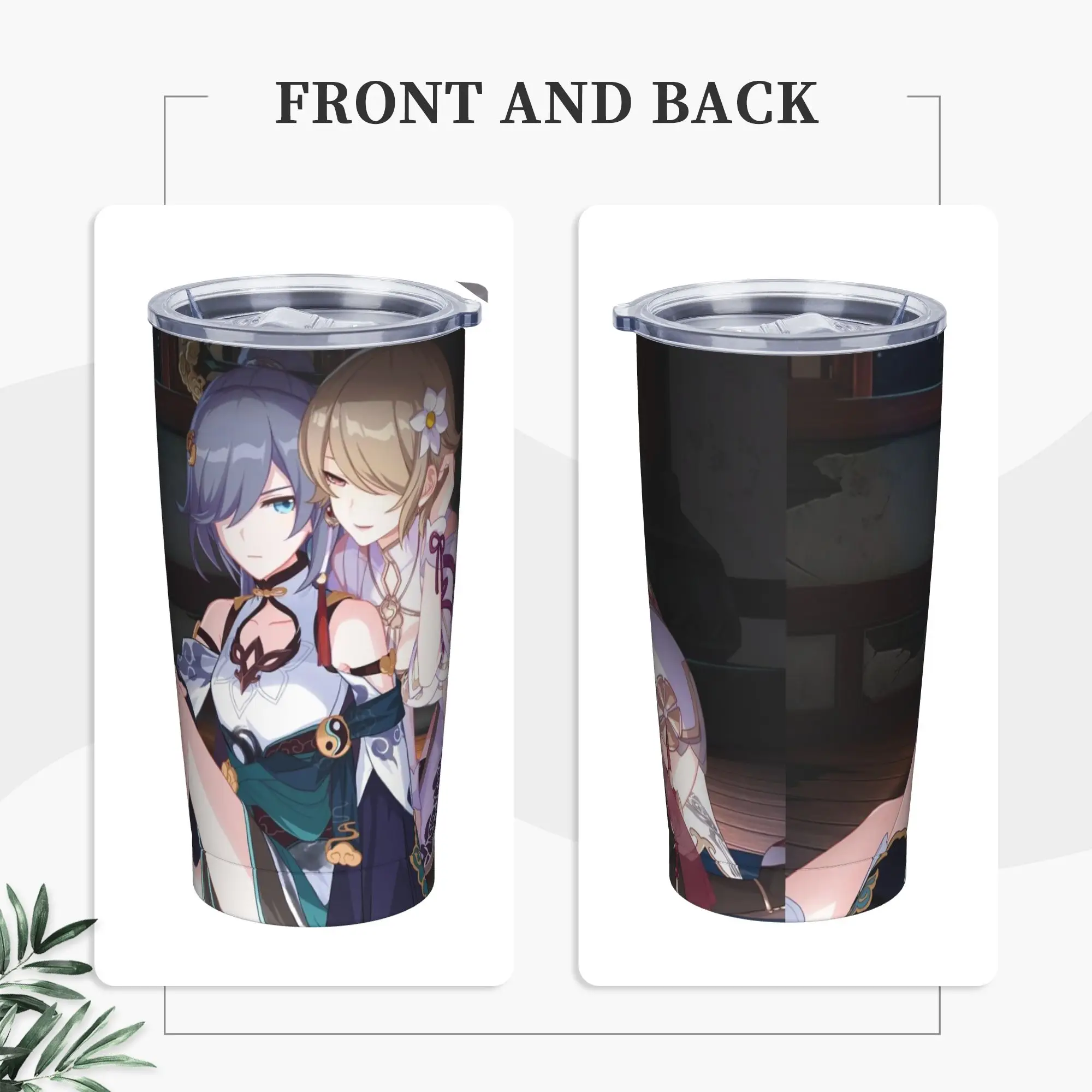 Honkai Impact Anime Insulated Tumbler with Straws  Vacuum Thermal Mug Outdoor Travel Hot Cold Drink Cup, 20oz