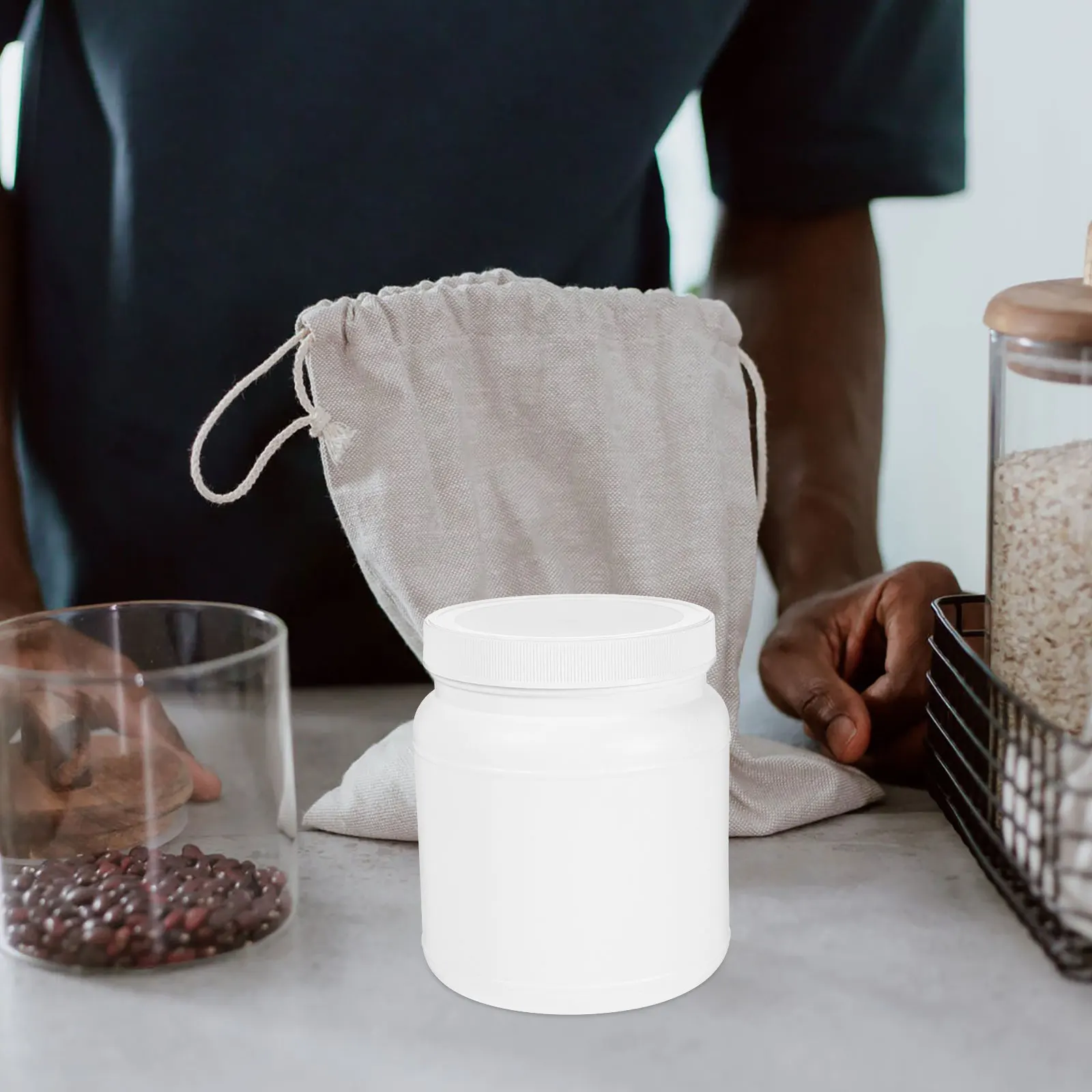 

Large Capacity Airtight Sealed Plastic Jar Wide Mouth Container for Powdered Substances Milk Coffee Protein Powder Storage