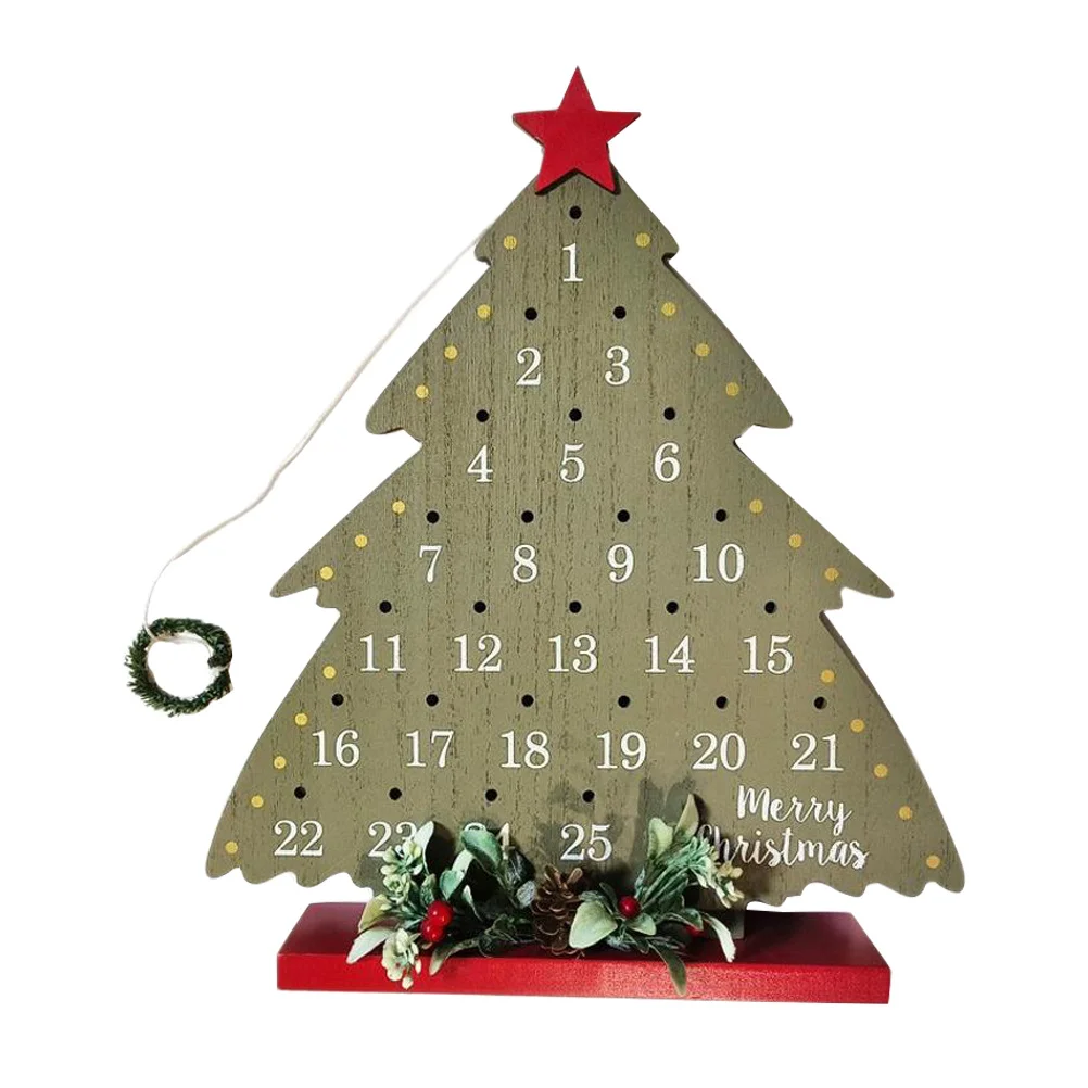 

Christmas Countdown Rustic Wooden Advent Calendar Tabletop Christmas Tree Number Date Decor Xmas Party Ornament