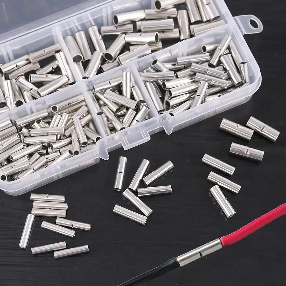 

200Pcs Electrical Wire Connectors Uninsulated Copper Terminal Bootlace Ferrules Cord End Cable Crimp Terminals 22-10AWG