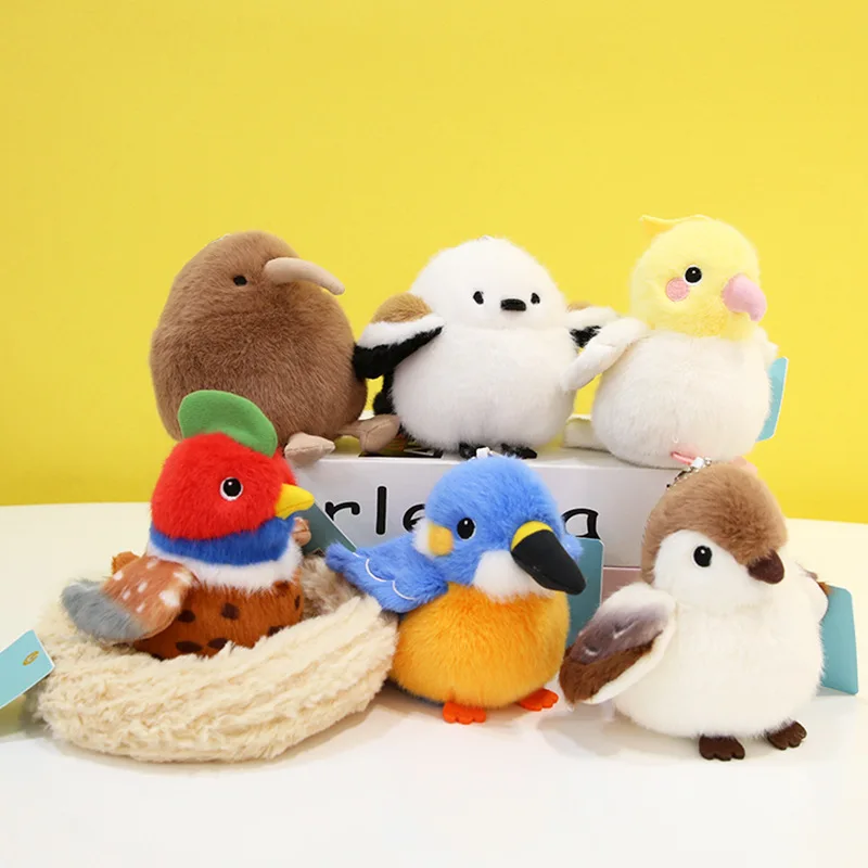 Cute Chubby Parrot Series Plush Stuffed Doll Key Chain Pendant Cartoon Animal Penguin Bird Plush Backpack Pendant Birthday Gifts