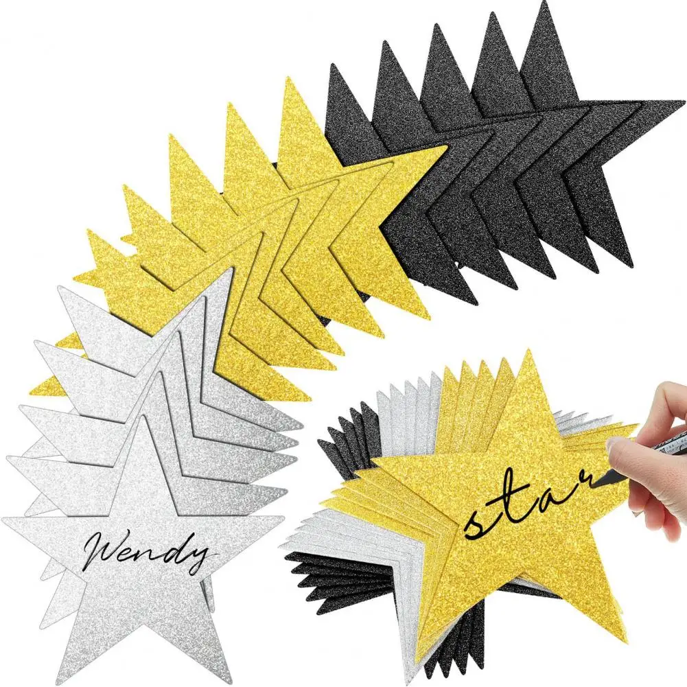 

Space-saving Star Decorations Glitter Star-shaped Decoupage Vibrant Glitter Star Cutouts Versatile Classroom Party for Bulletin