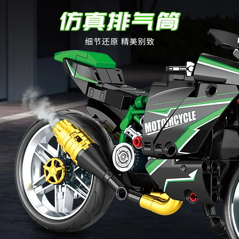 Technic Racing Motorcycle Building Blocks MOC Locomotive Motorbike Model DIY Assembly Bricks Toy For Boys Kids Birthday Gift